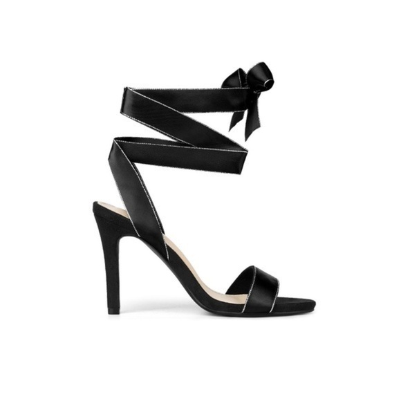 Black Satin Lace Up Stiletto High Heels Size 5 - Picture 6 of 6